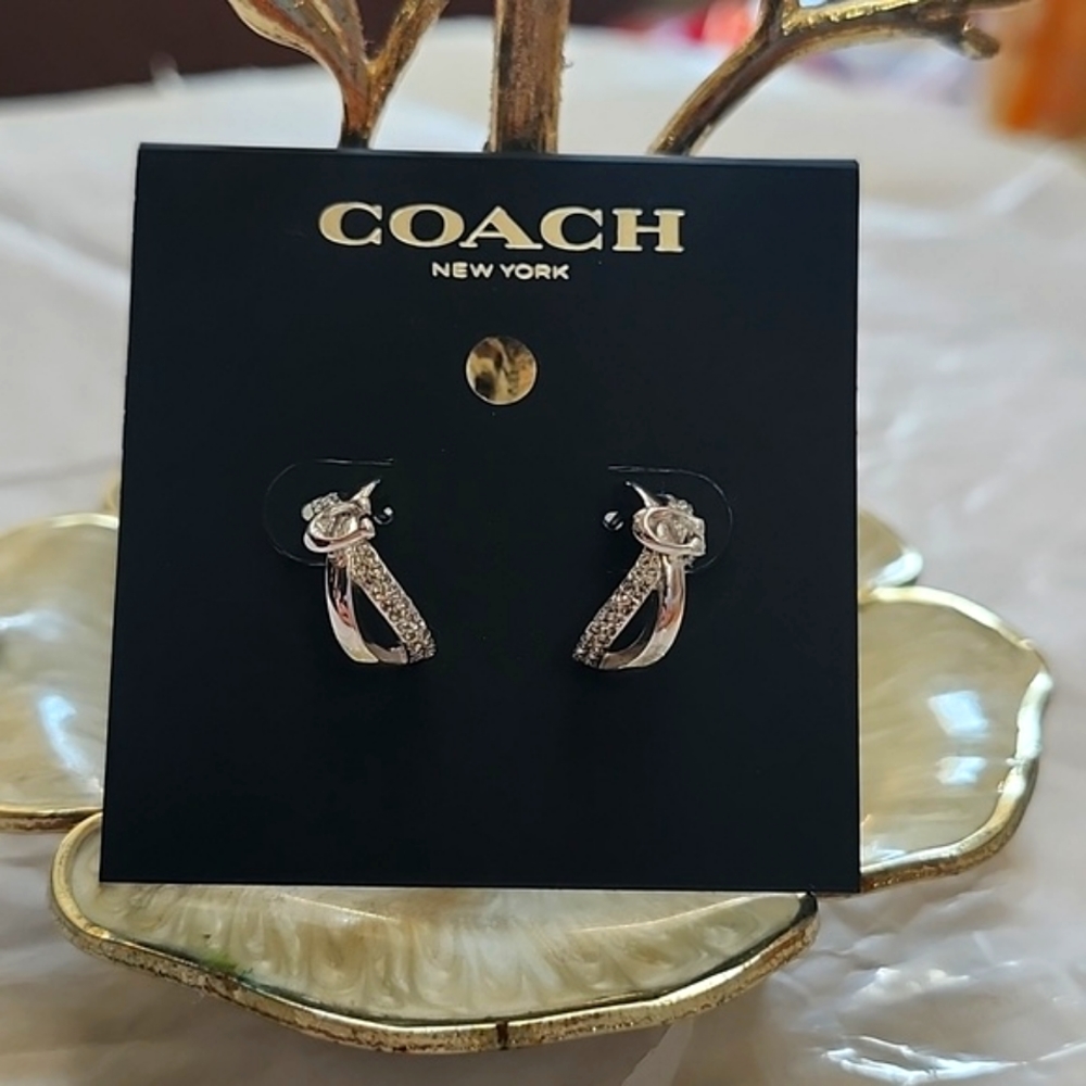 Coach Cris Cross Huggie Earrings X - Picture 6 of 7